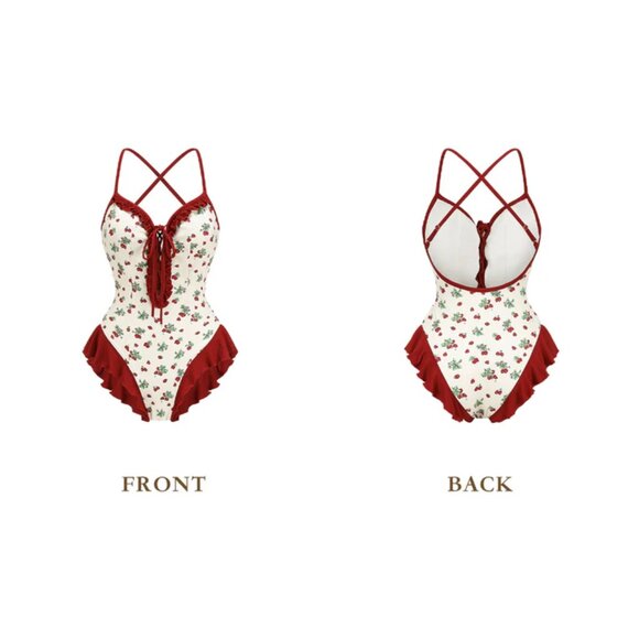 LACEMADE VIBRANT STRAWBERRY BODYSUIT NWT SIZE XL FRONT CORSET LACING. - Picture 7 of 8